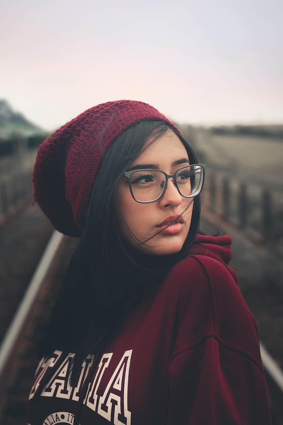 Photo of Woman Wearing Red Bonnet, adult, attractive, beanie