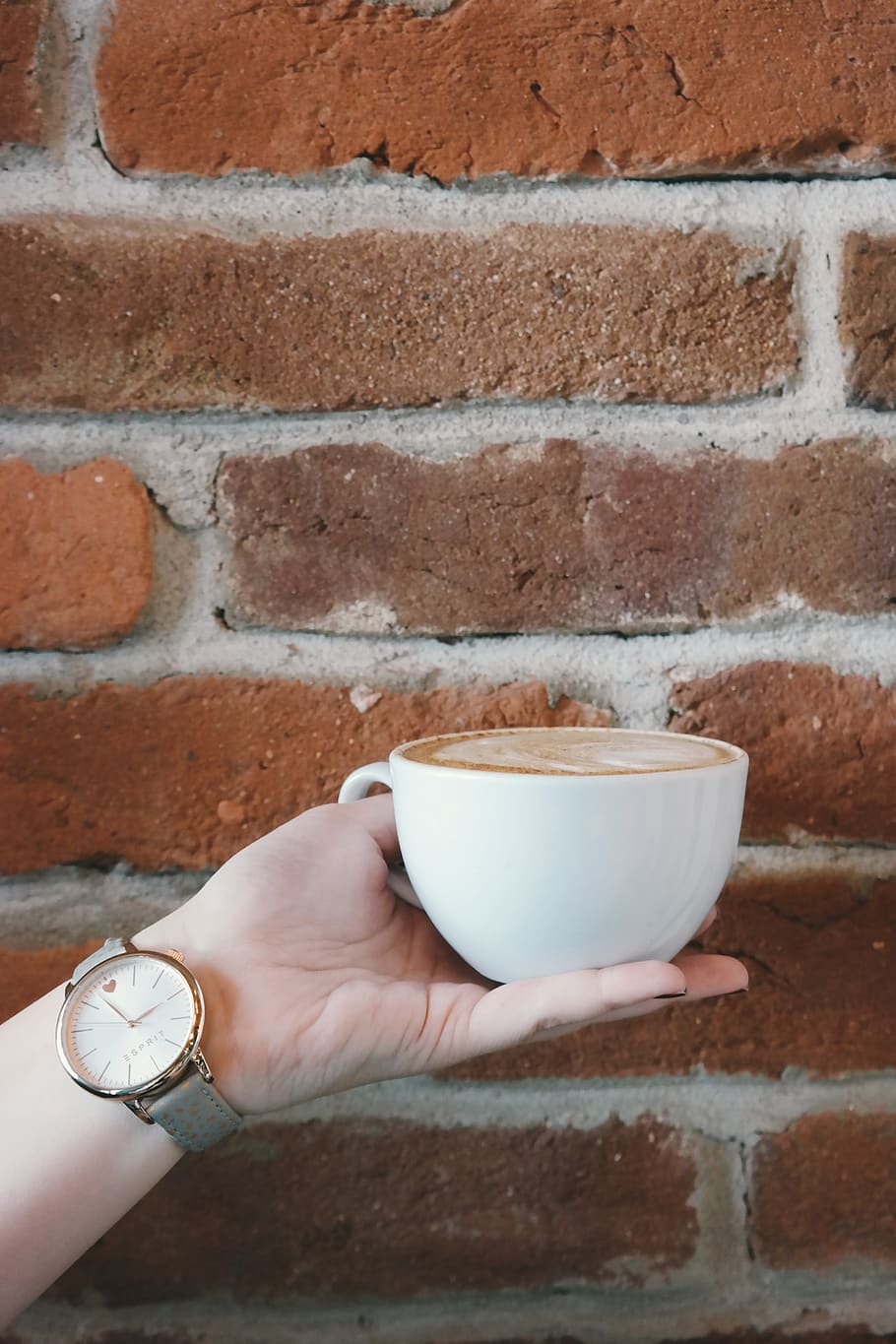 brick, wall, brick wall, background, coffee, cup, coffee cup HD wallpaper