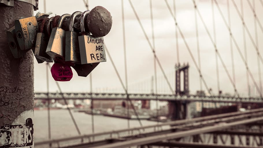 Padlock on Gray Holder, architecture, boat, bridge, brooklyn HD wallpaper