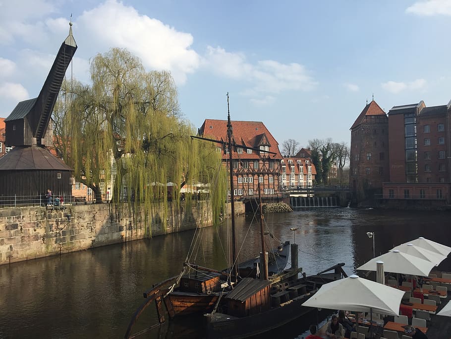 lüneburg, germany, water, architecture, built structure, building exterior HD wallpaper