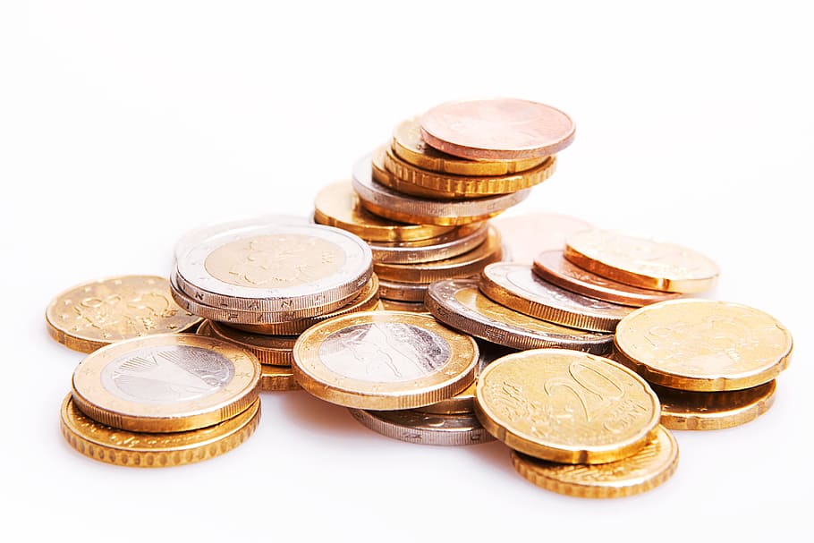 cent, close-up, closeup, coin, euro, heap, isolated, jewelry HD wallpaper