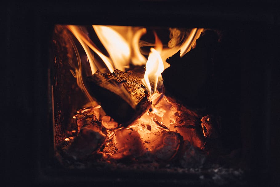 Yellow Fire on Fireplace, ash, blaze, bonfire, burn, burning HD wallpaper