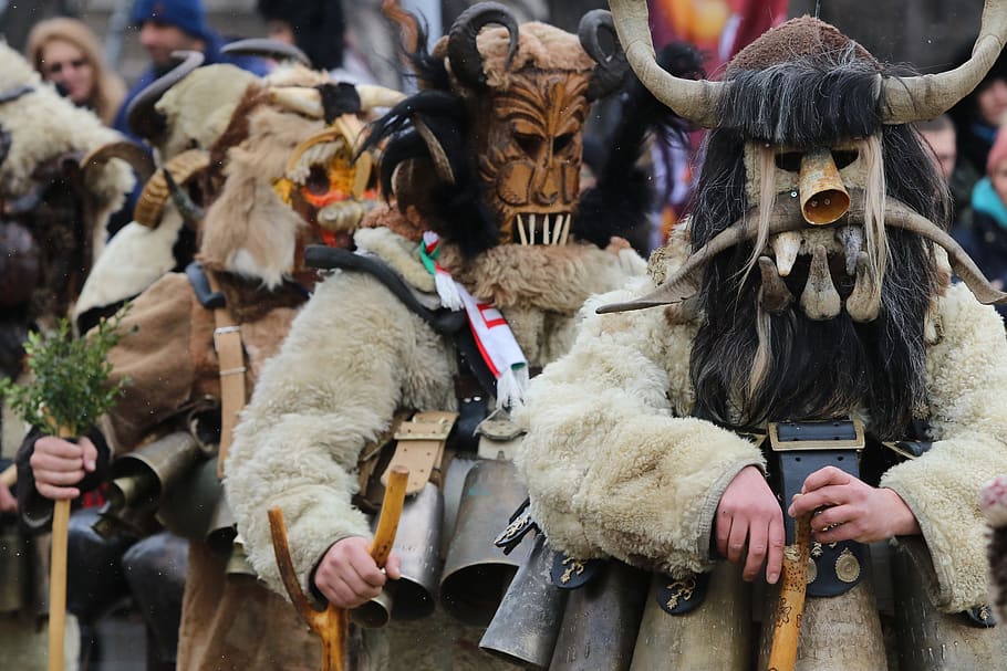 bulgaria, costume, festival, games, kukeri, masquerade, traditional, HD wallpaper