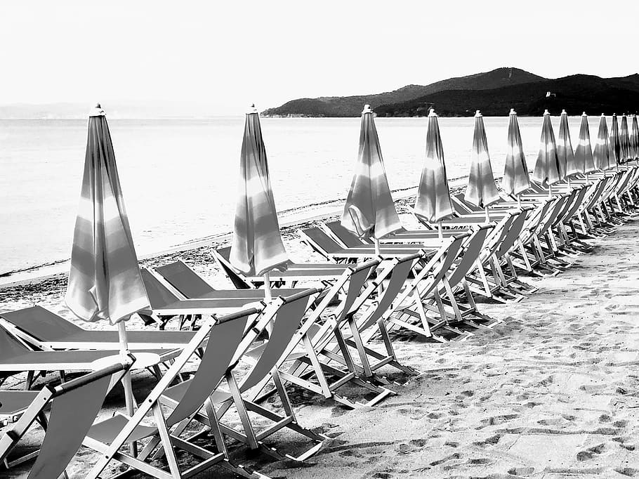 italy, castiglione della pescaia, punta ala, beach, umbrellas, HD wallpaper