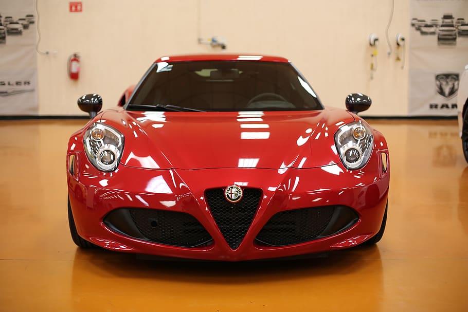 red super car inside room, automobile, transportation, vehicle HD wallpaper