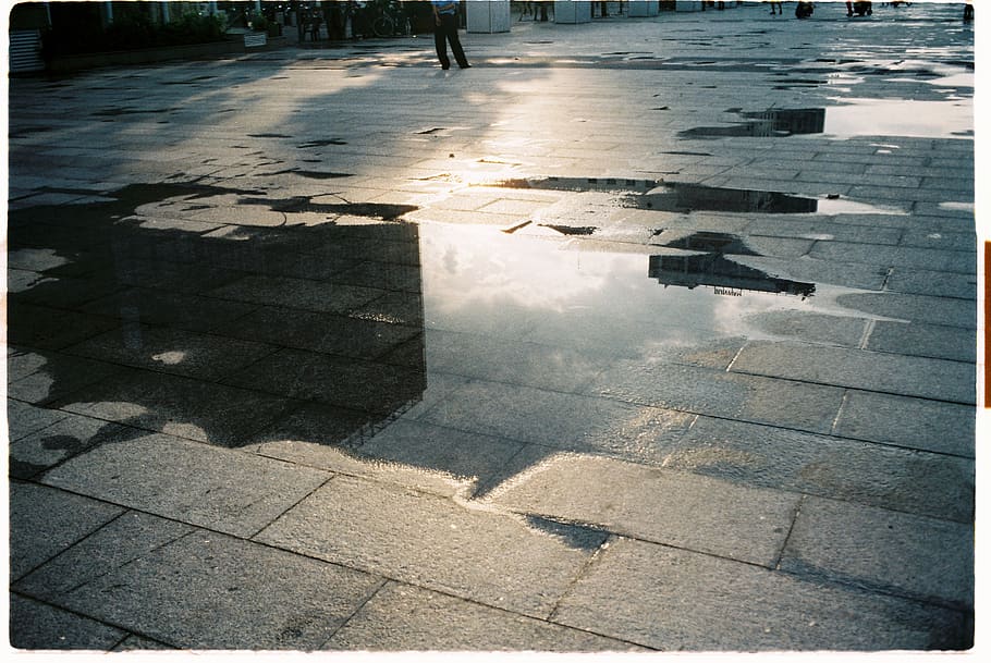city, shading, rain, sunlight, transfer print, day, shadow HD wallpaper