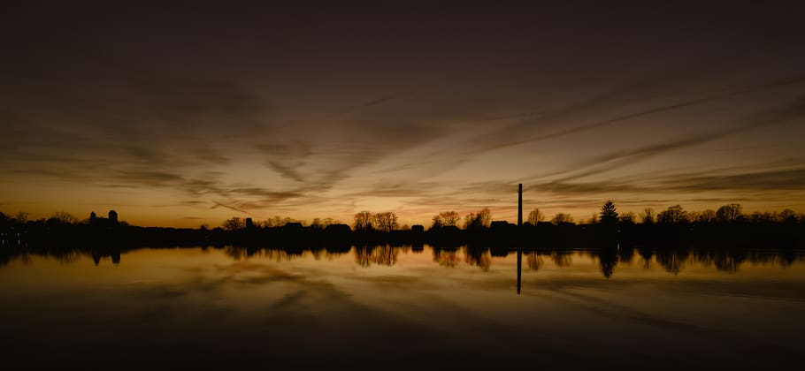 twilight, evening, night, nature, lake, mirroring, sunset, landscape HD wallpaper