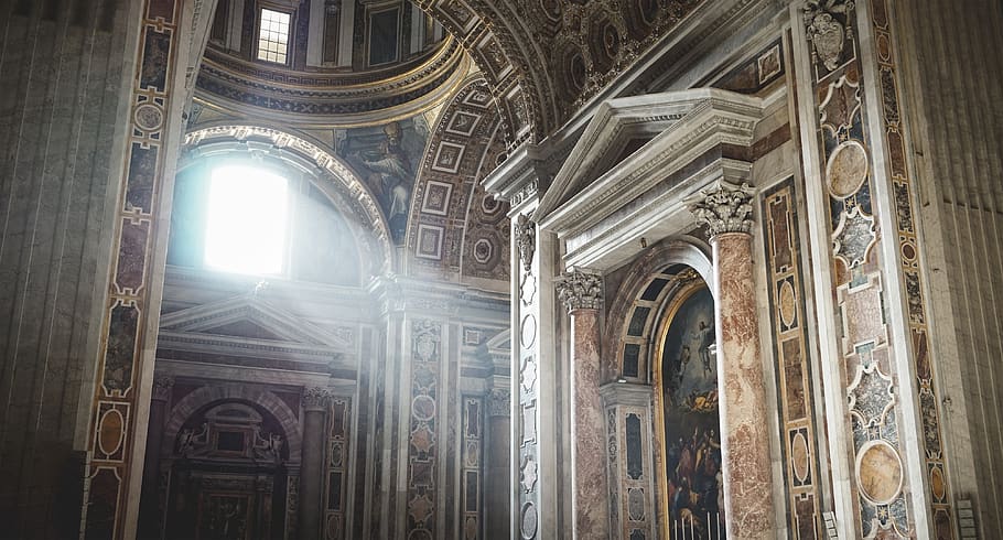 Beige and White Church Interior, ancient, arch, architecture HD wallpaper