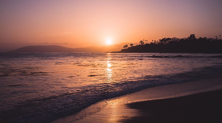 beach, sunset, sand, ocean, beach sunset, travel, vacation HD wallpaper
