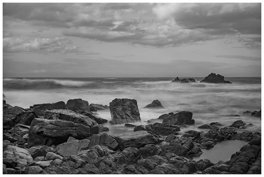clouds, rocks, ocean, beach, sunset, sea, sky, water, cloud - sky HD wallpaper