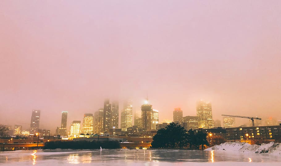 canada, montreal, sky, building, skyline, ice, city, buildings HD wallpaper