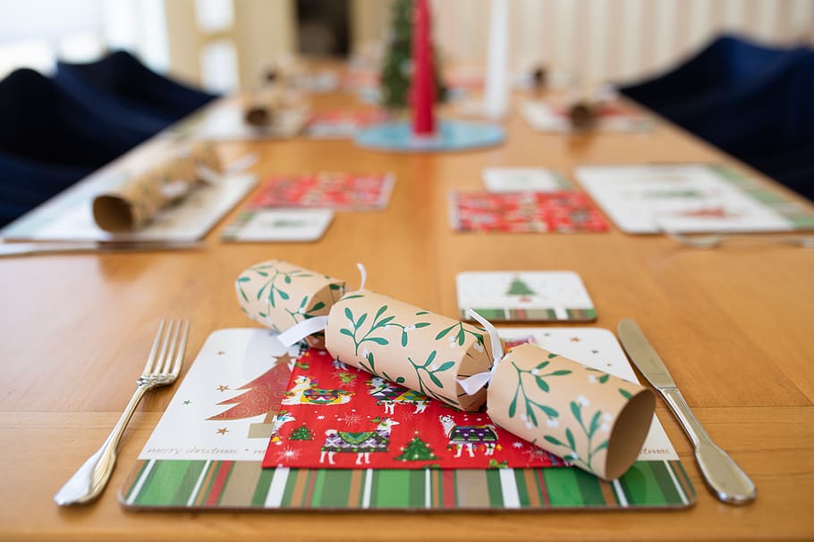 christmas, table setting, xmas, bonbon, christmas lunch, dining HD wallpaper