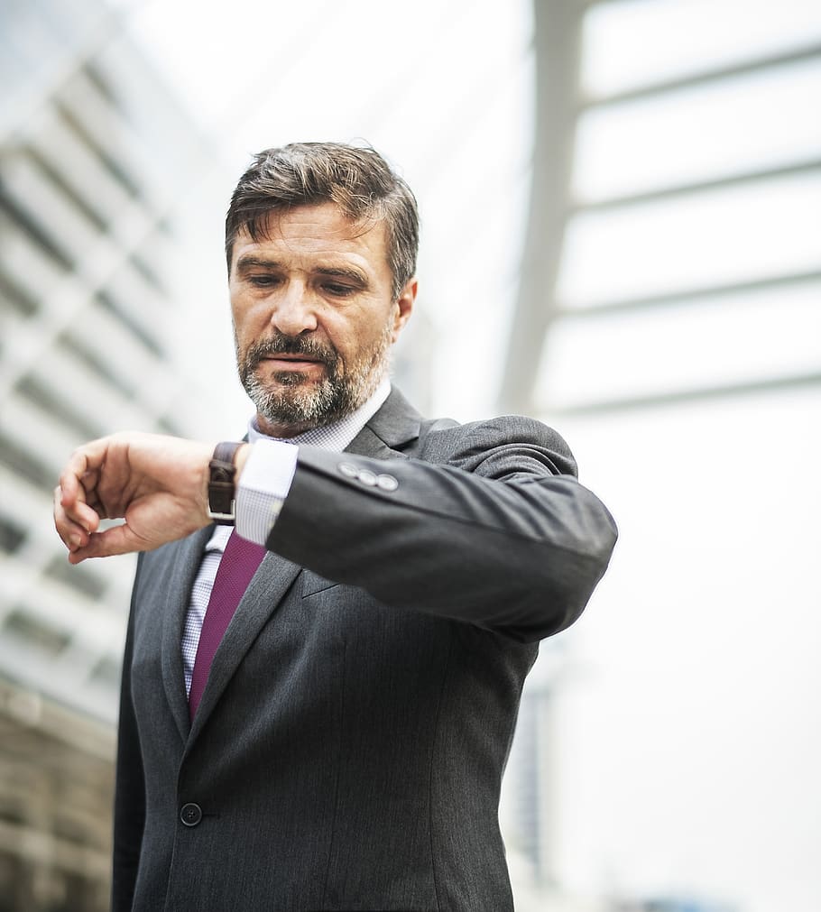 Photo of Man Looking in His Watch, adult, blur, businessman, coat