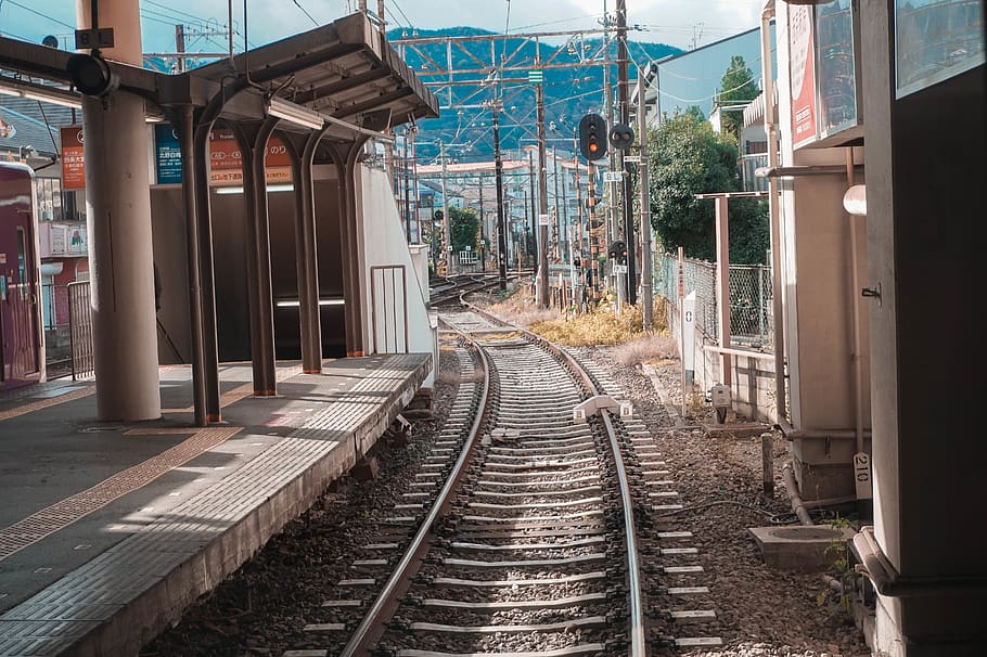 train, tracks, train station, rail transportation, railroad track HD wallpaper