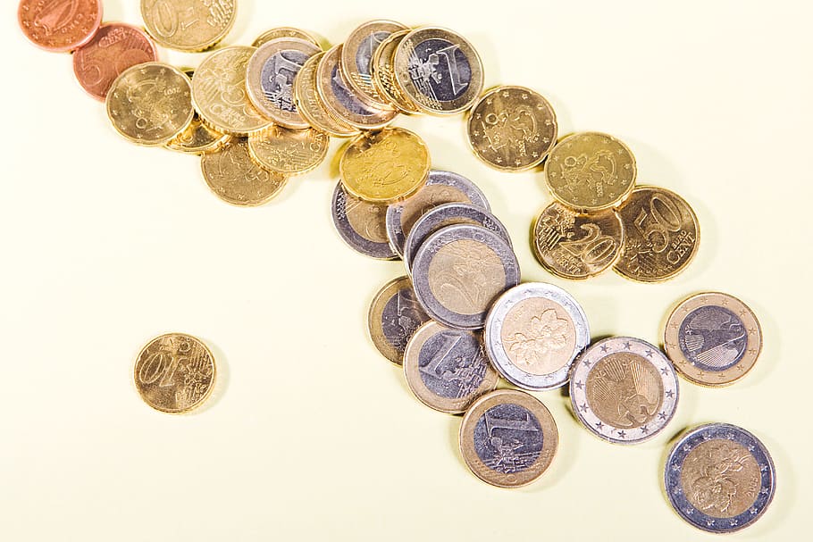 cent, close-up, closeup, coin, euro, heap, isolated, jewelry HD wallpaper