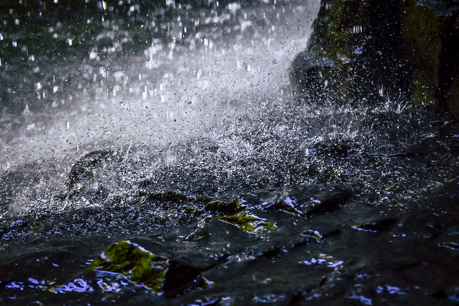 Water Drops, close-up, environment, flow, h2o, Mossy rocks, nature HD wallpaper