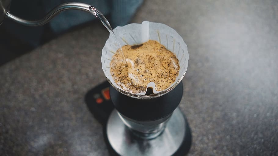 Coffee, pour, filter, water, boil, kitchen, house, black coffee HD wallpaper