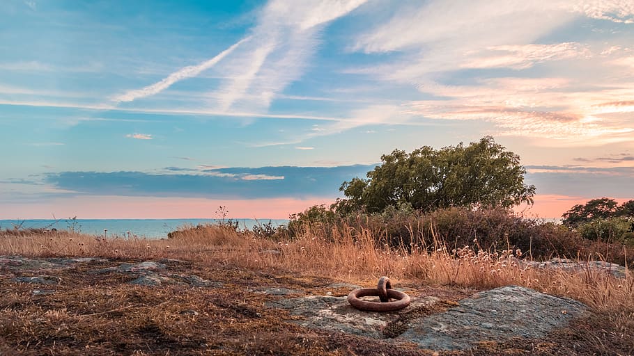 denmark, ertholmene, sunset, rocks, nature, wild, blue sky HD wallpaper