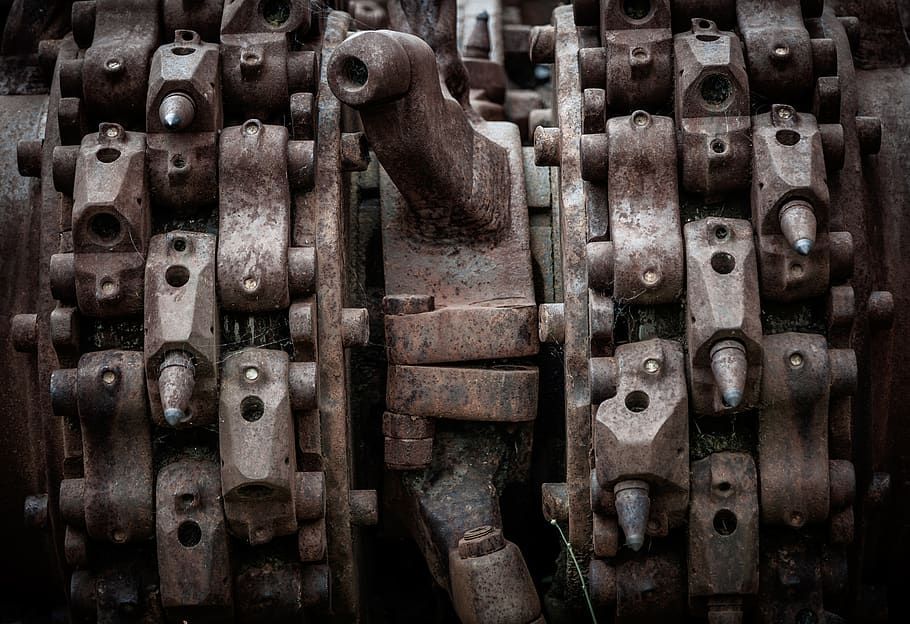 gray and black metal tool, machinery, full frame, old, rusty HD wallpaper