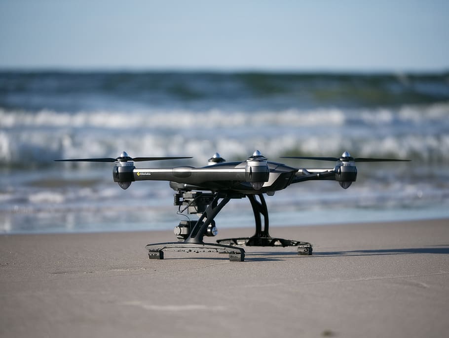 gray drone near beach, warplane, transportation, airplane, aircraft HD wallpaper