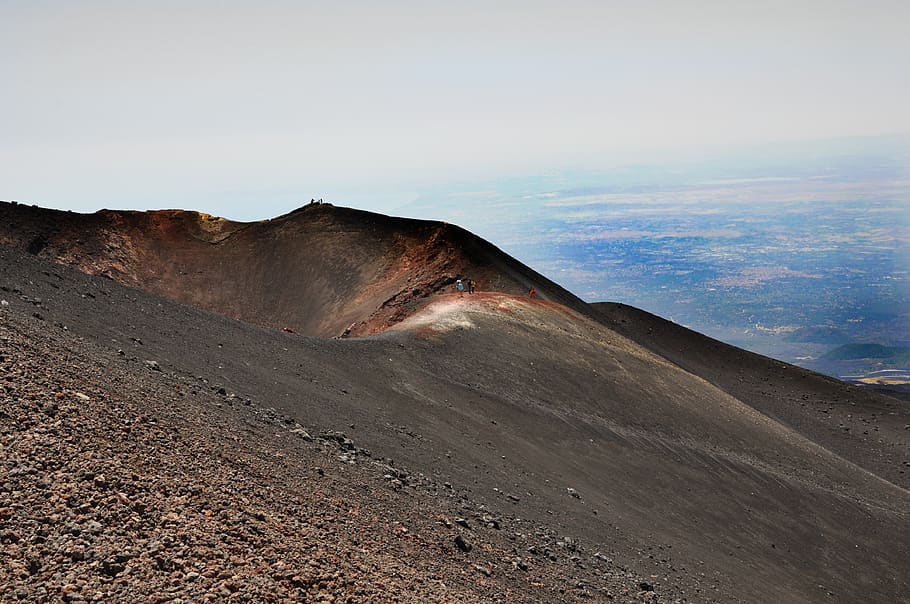 etna, volcano, crater, an extinct crater, italy, sicily, landscape, HD wallpaper