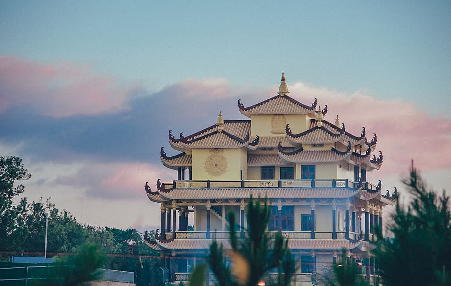 White and Beige Temple, ancient, architecture, building, castle HD wallpaper