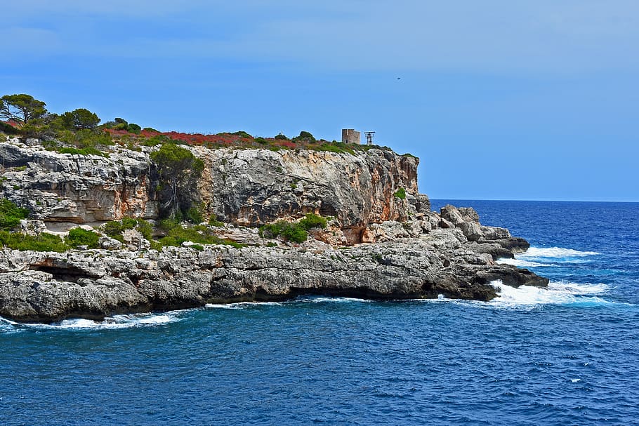 mallorca, sea, mountains, water, rock, beauty in nature, sky HD wallpaper