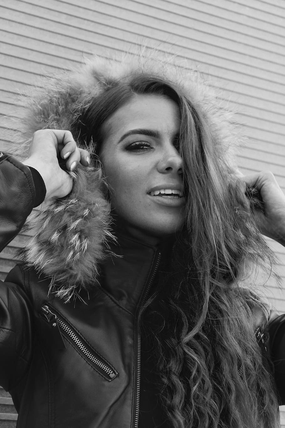clothing, apparel, coat, jacket, person, human, face, finger HD wallpaper