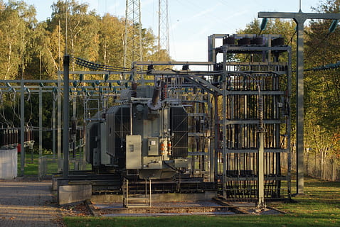 transformer, substation, infrastructure, energy, electricity HD wallpaper