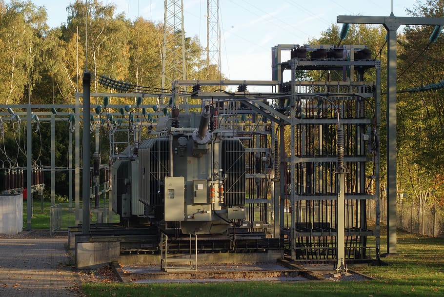 transformer, substation, infrastructure, energy, electricity HD wallpaper