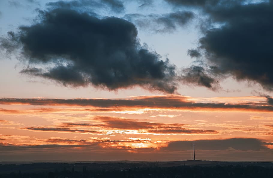 gray cloudes, sky, cloud - sky, sunset, beauty in nature, scenics - nature HD wallpaper