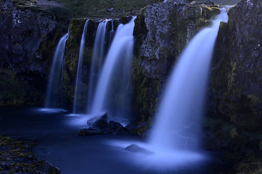 Scenic View of Waterfall, blur, cascade, daylight, falls, flow HD wallpaper