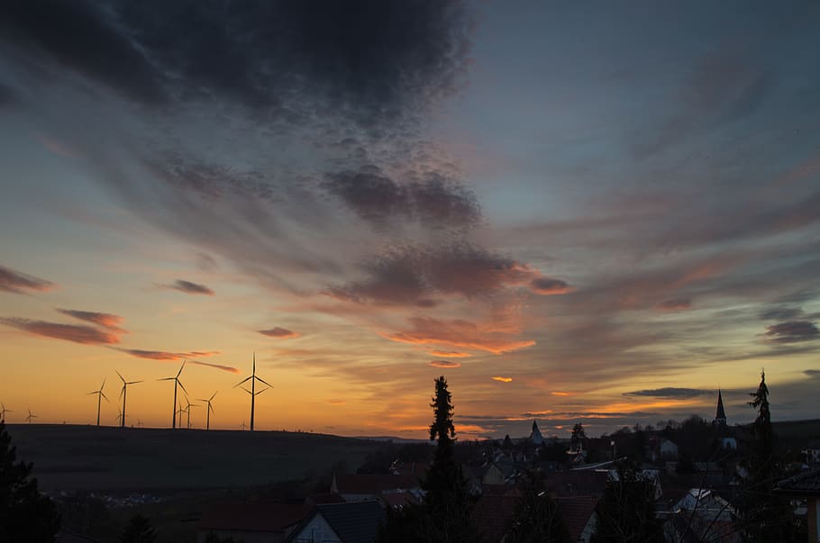germany, mölsheim, fire, sky, trees, pentax, clouds, sunset HD wallpaper