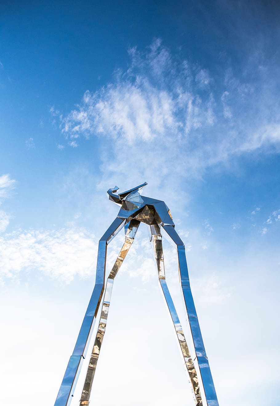 blue and gold metal toy during daytime, construction crane, outdoors, HD wallpaper