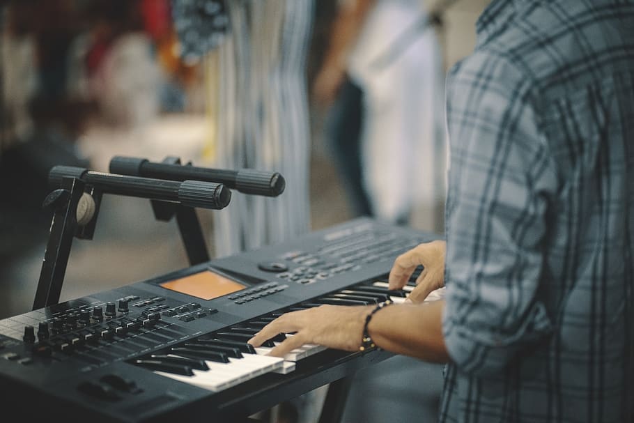 person playing electronic keyboard, music, one person, technology HD wallpaper