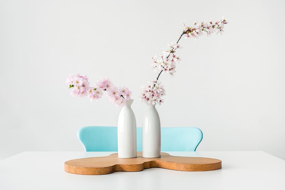 flower, vase, table, chair, indoor, design, display, flowering plant HD wallpaper