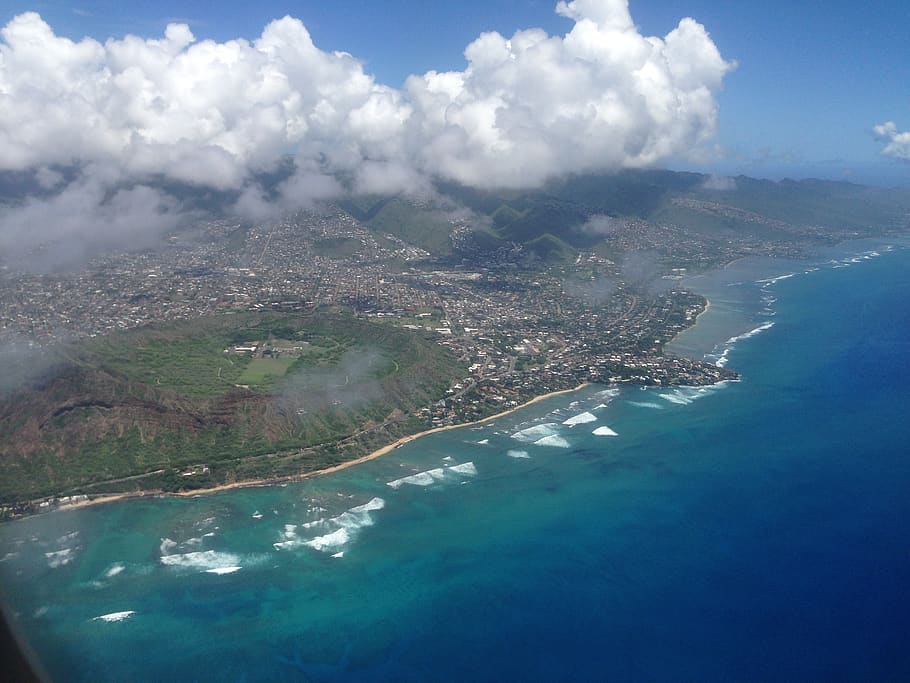 pacific ocean, mountains, forest, beach, surf, sand, hawaii HD wallpaper