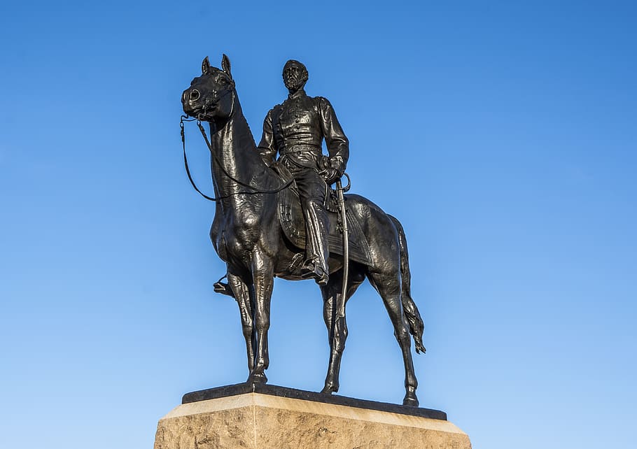 statue, horse, civil war, battle, historic, union, cavalry, HD wallpaper
