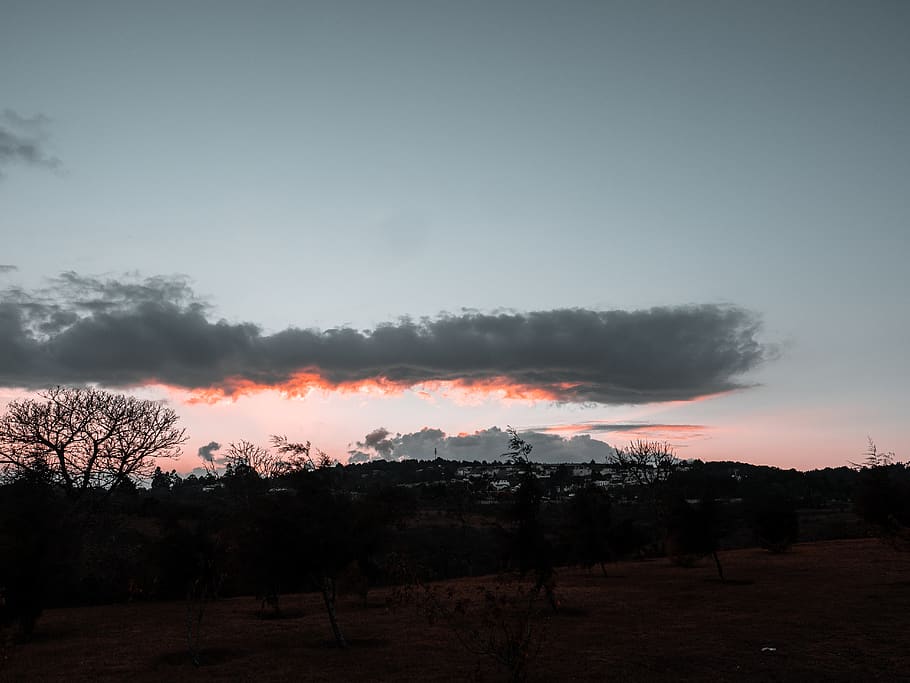 nature, outdoors, sunset, sky, dusk, red sky, dawn, silhouette HD wallpaper