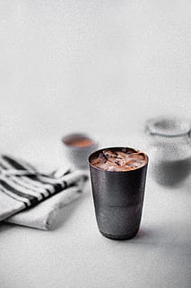 black steel container, coffee, product, drink, ice, ceramic, cup HD wallpaper