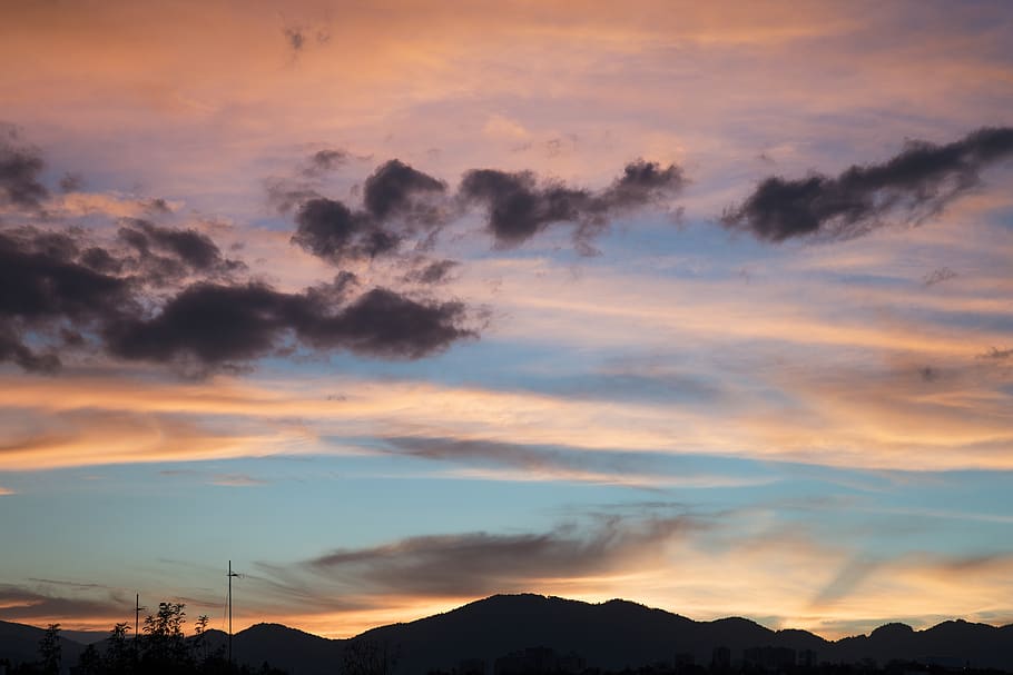 sky, color, landscape, mountains, clouds, dream, art, film HD wallpaper