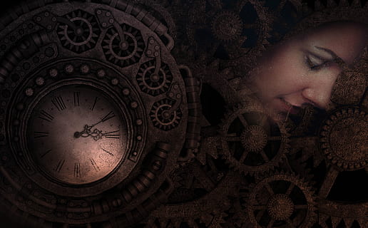 time, fantasy, relative, clock, woman, machine, physics, space HD wallpaper
