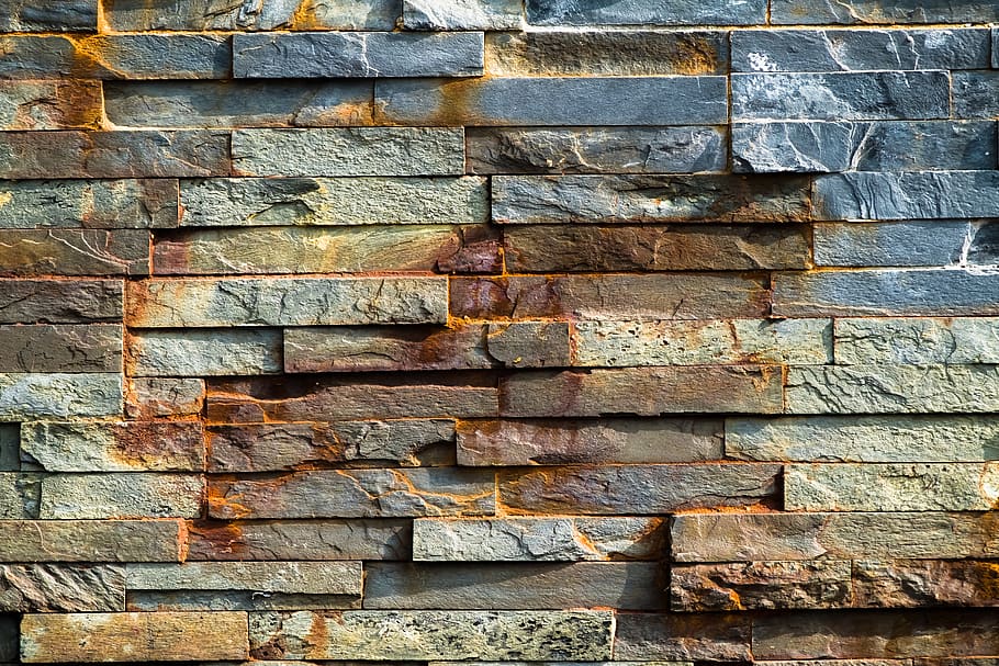 brown and gray concrete bricks, backgrounds, full frame, textured HD wallpaper