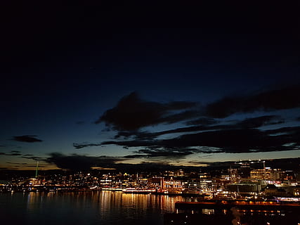 oslo, noruega, sunset, view, sky, perspective, norway, building exterior HD wallpaper