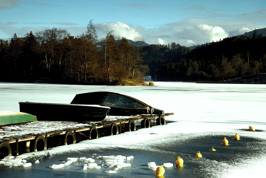austria, tyrol, winter, landscape, water, lake, idyll, tree HD wallpaper