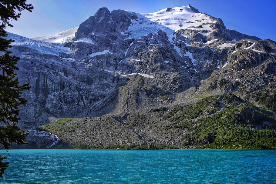 canada, water, mountains, landscape, nature, brine, lake, color HD wallpaper