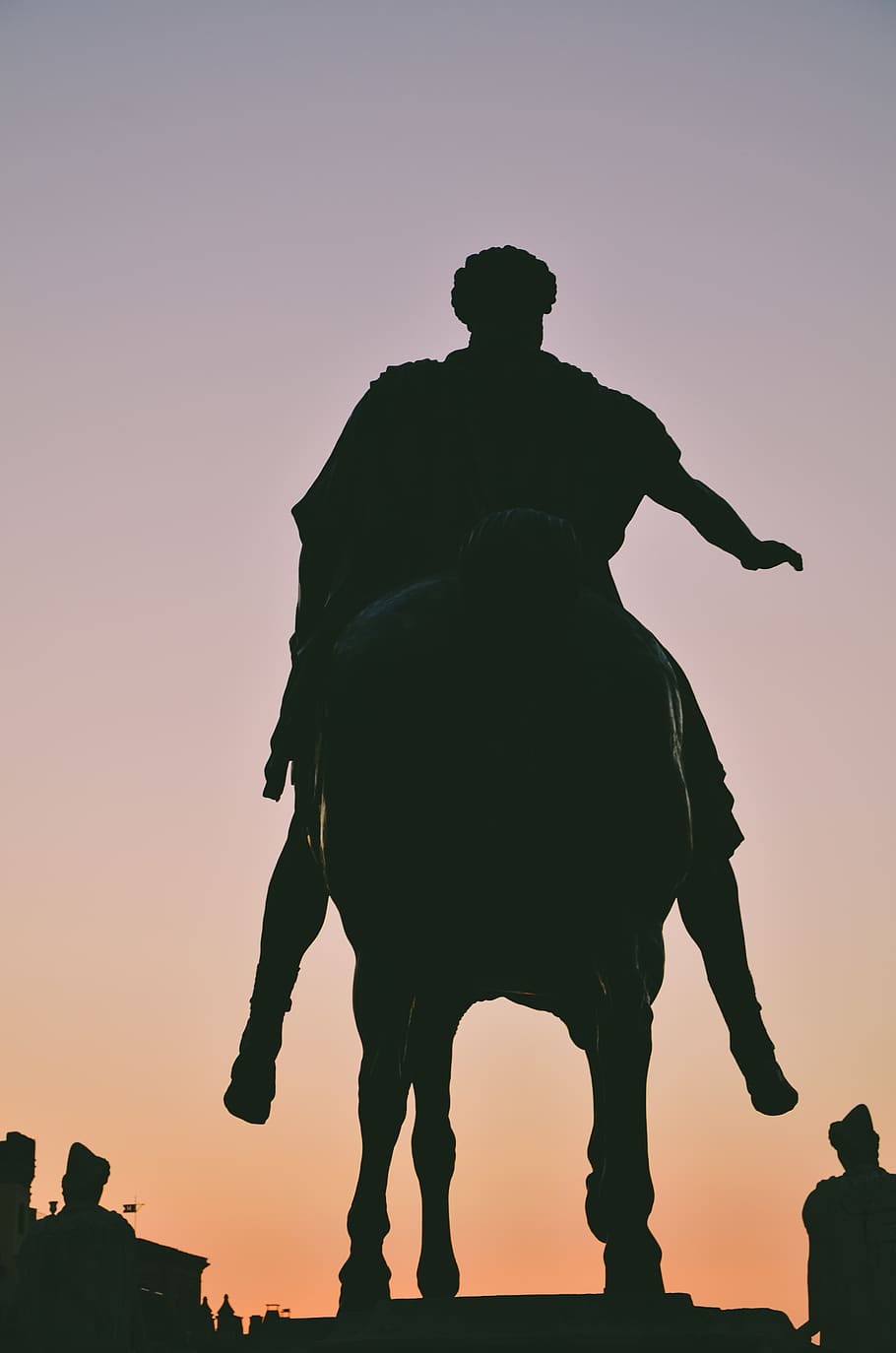 rome, sunset, sky, statue, black, italy, evening, silhouette HD wallpaper