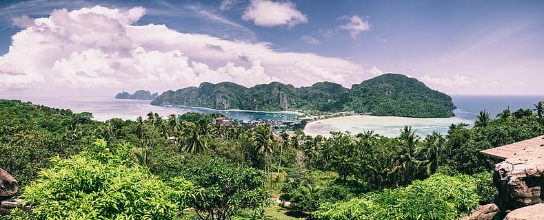 thailand, phi phi islands, panorama, beach, summer, koh phi phi HD wallpaper