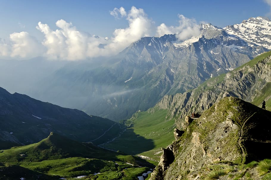 mountain, sky, nature, landscape, clouds, mountains, outdoors HD wallpaper