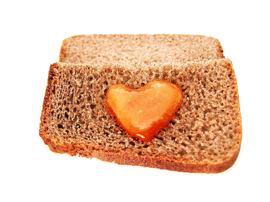 bread, honey, heart, loaf, white, isolated, object, bakery HD wallpaper